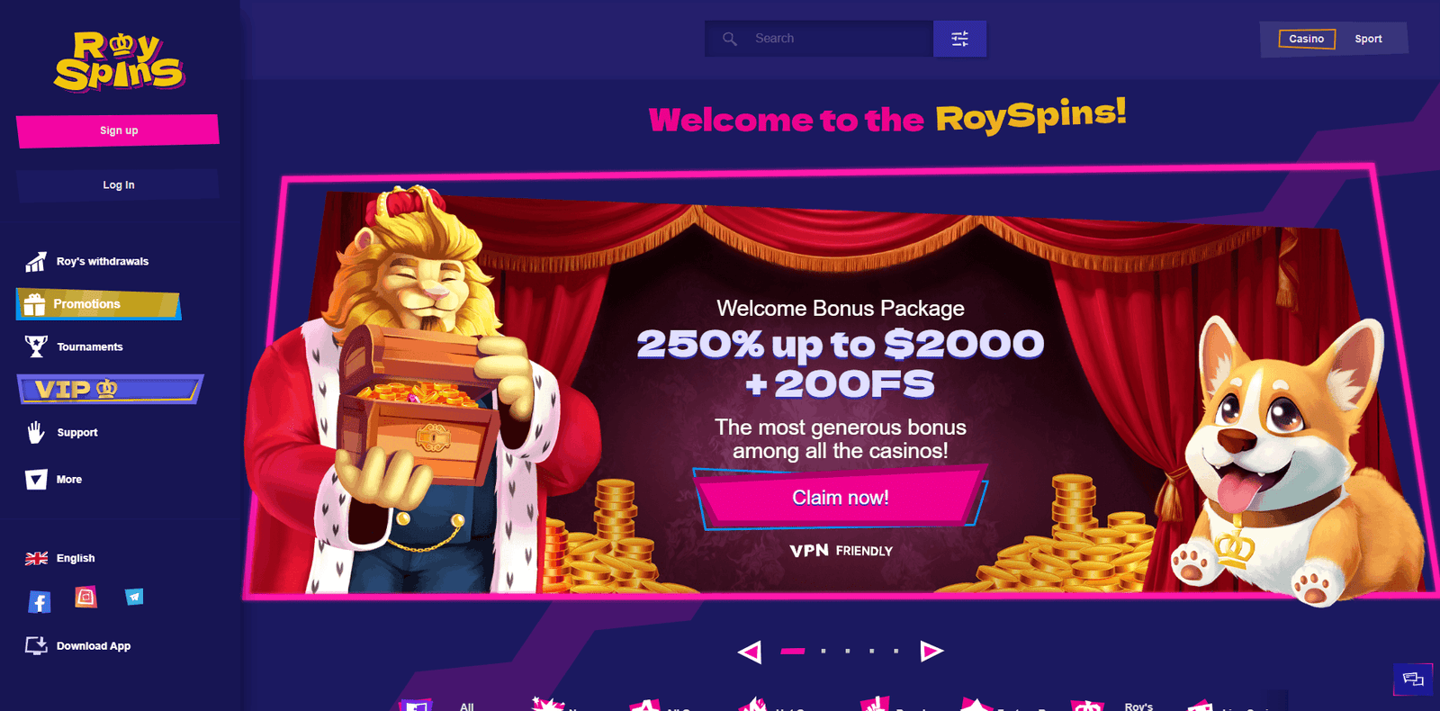 צילום מסך של RoySpins Casino